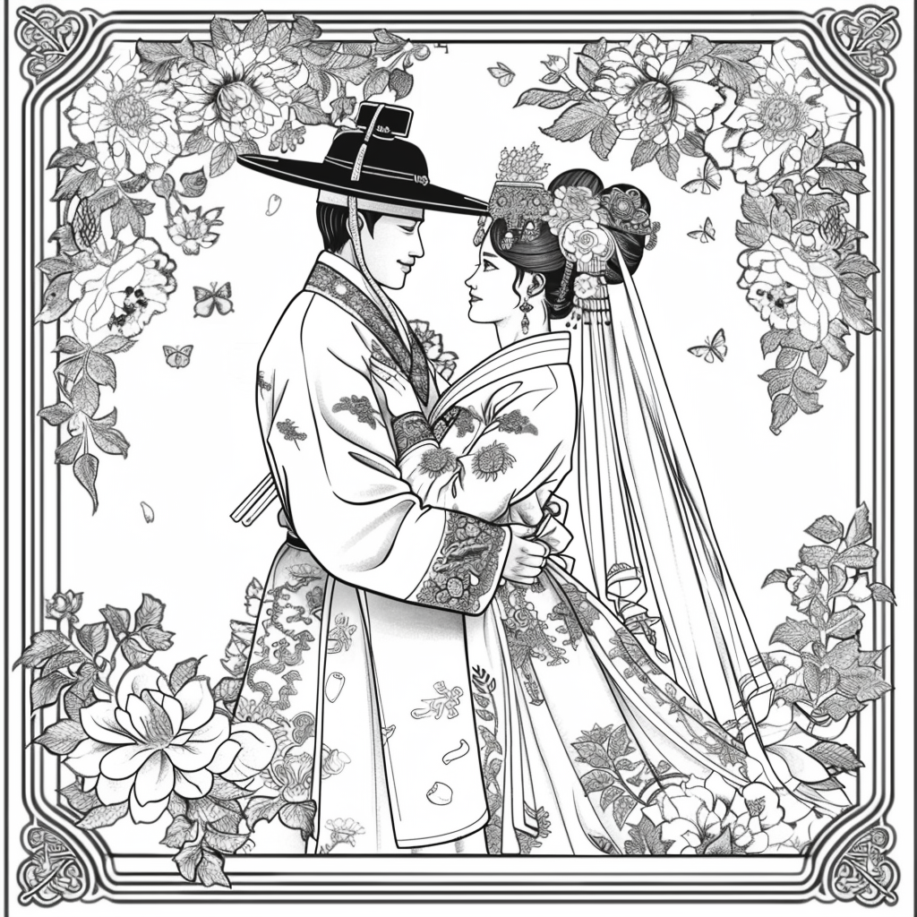 Blossoms of Love – A Korean Wedding Embrace