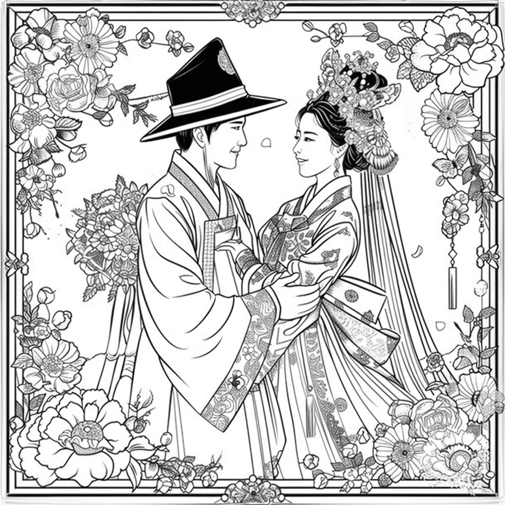 Blossoms of Love – A Korean Wedding Embrace