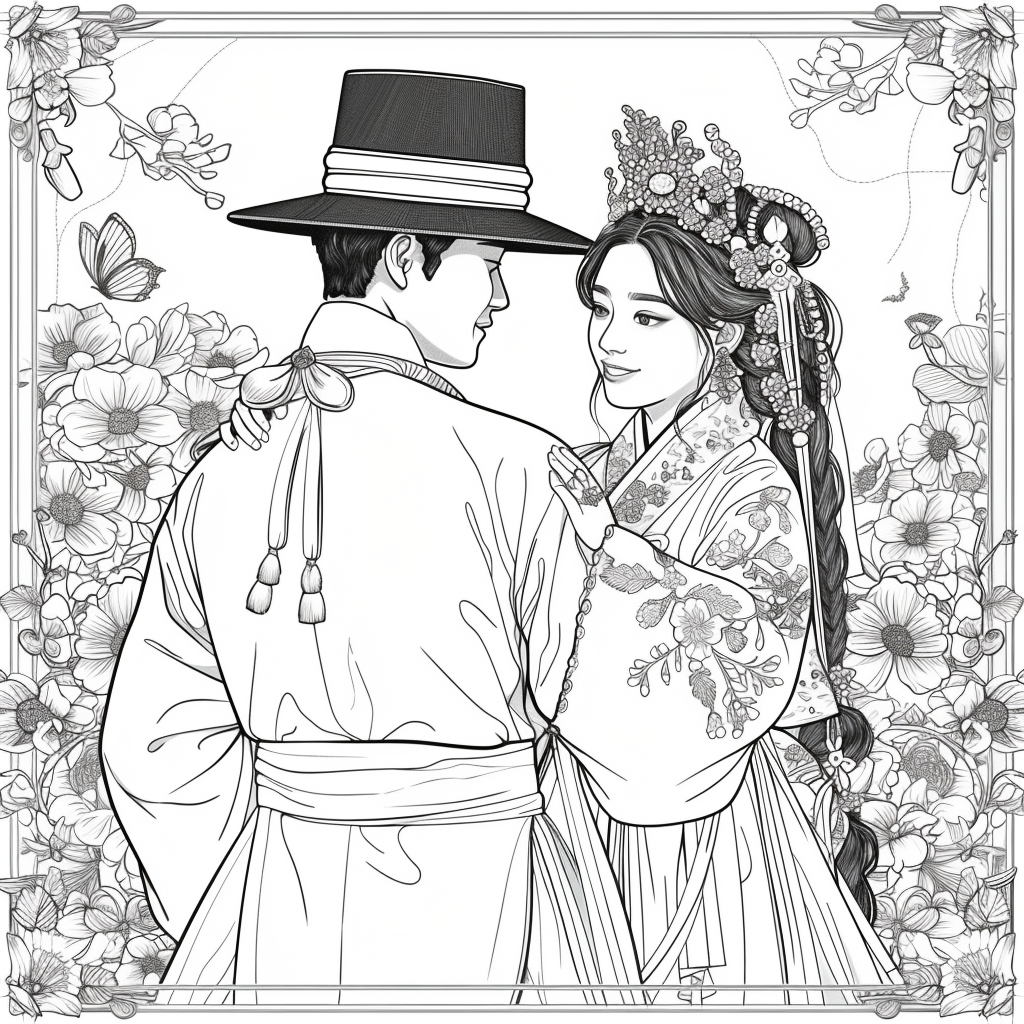Blossoms of Love – A Korean Wedding Embrace