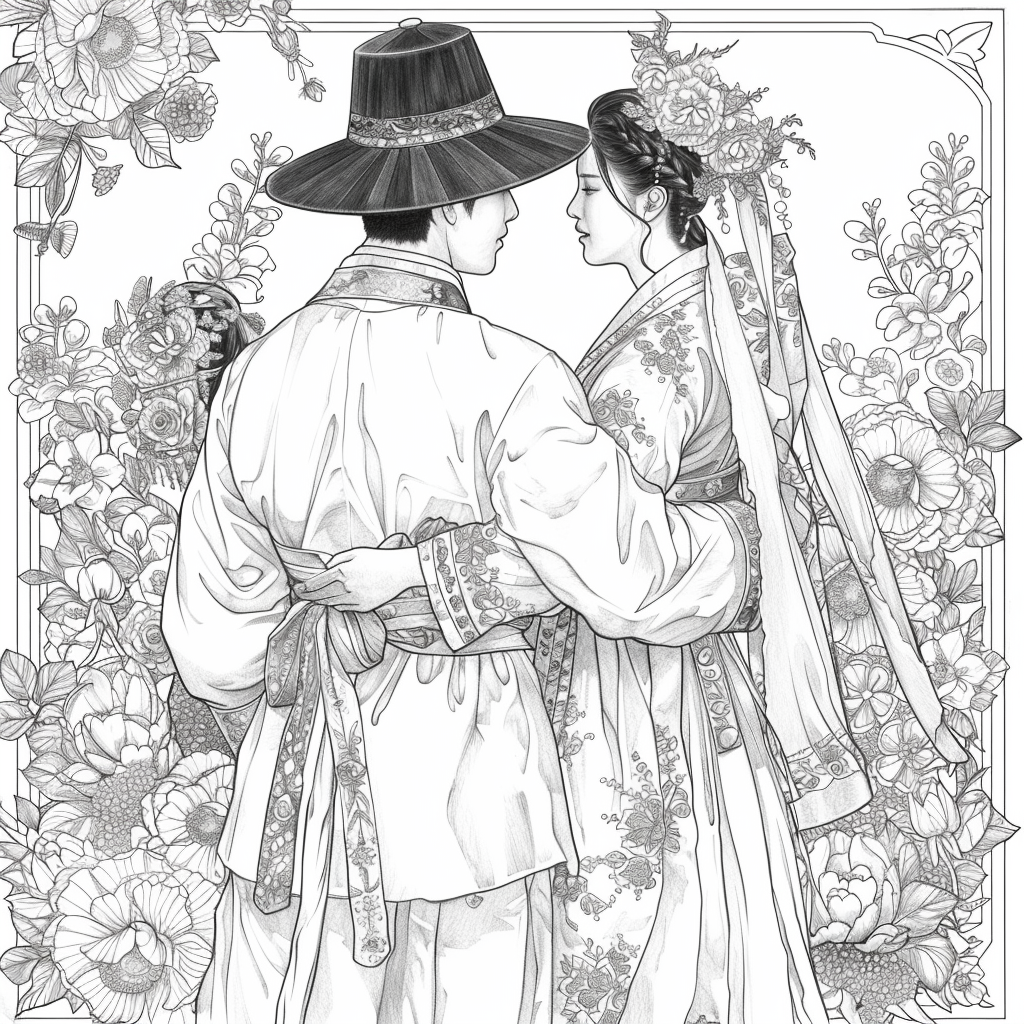 Blossoms of Love – A Korean Wedding Embrace