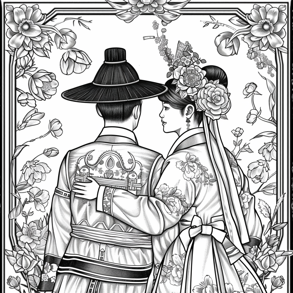 Blossoms of Love – A Korean Wedding Embrace