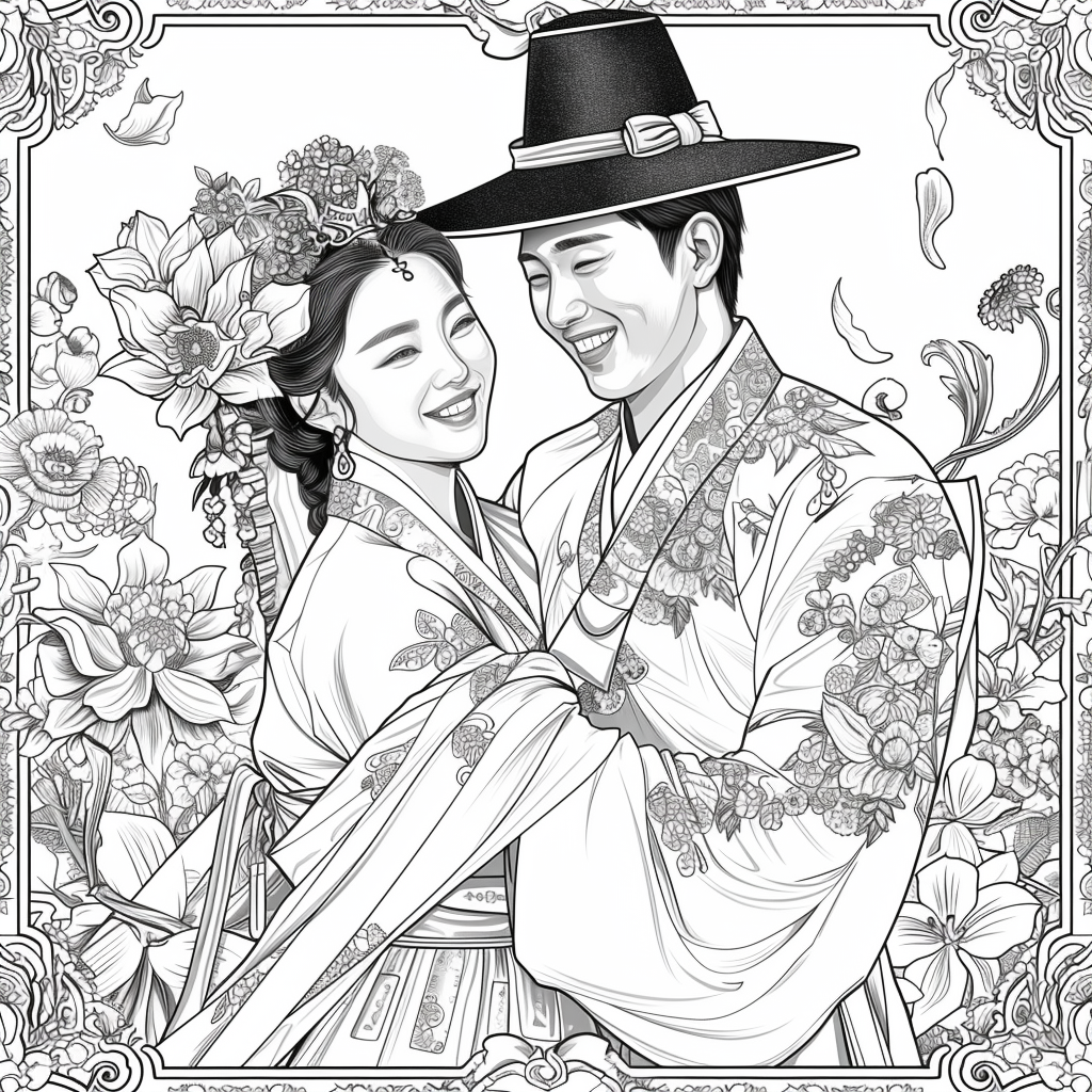 Blossoms of Love – A Korean Wedding Embrace