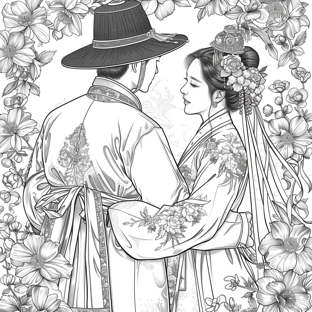 Blossoms of Love – A Korean Wedding Embrace