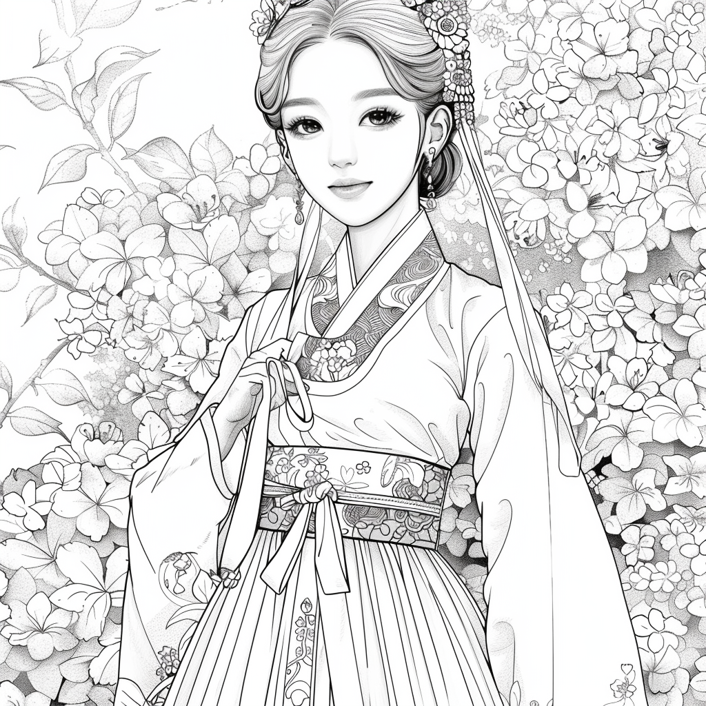 Blossom Grace – A Hanbok Dream in Hydrangea Bloom