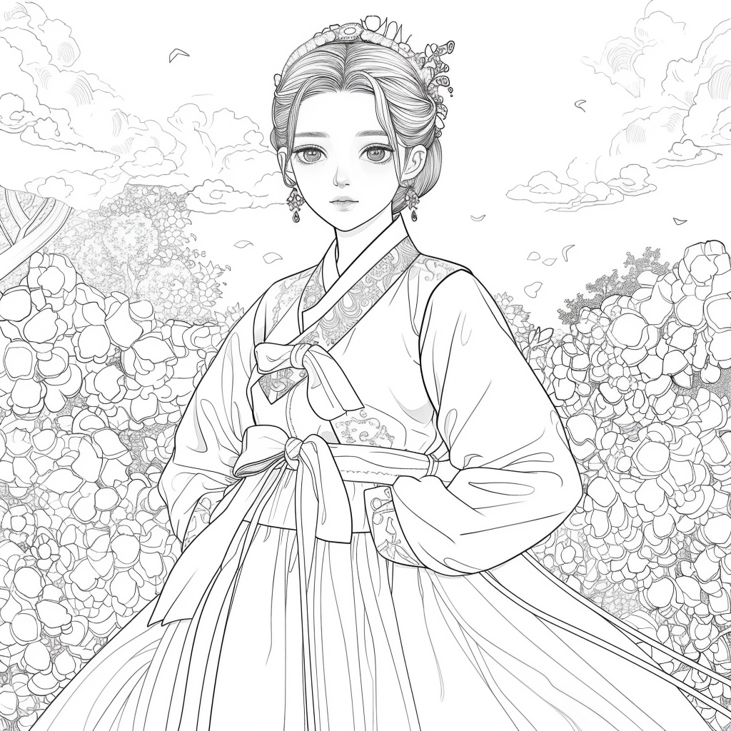 Blossom Grace – A Hanbok Dream in Hydrangea Bloom