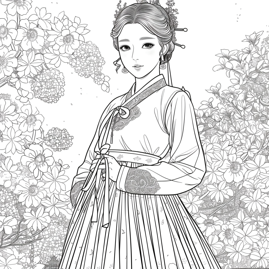 Blossom Grace – A Hanbok Dream in Hydrangea Bloom