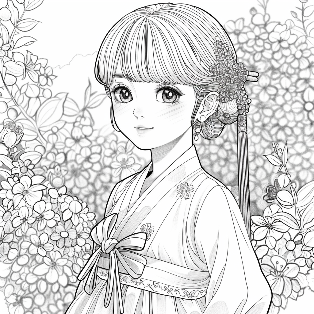 Blossom Grace – A Hanbok Dream in Hydrangea Bloom