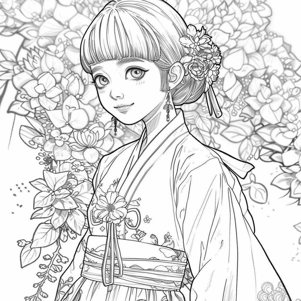 Blossom Grace – A Hanbok Dream in Hydrangea Bloom