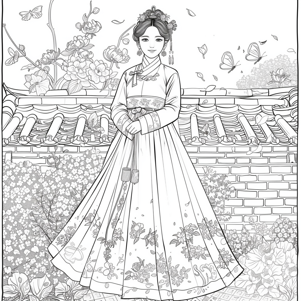 Blossom Grace – A Hanbok Dream in Hydrangea Bloom