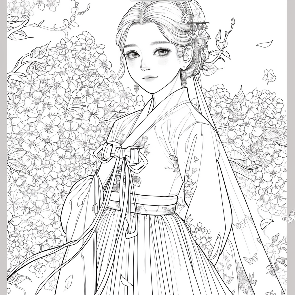 Blossom Grace – A Hanbok Dream in Hydrangea Bloom