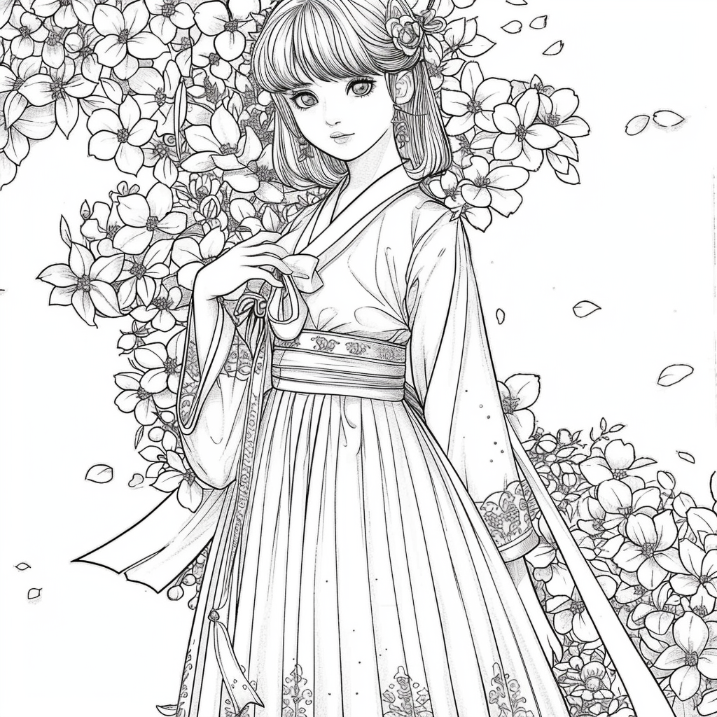 Blossom Grace – A Hanbok Dream in Hydrangea Bloom