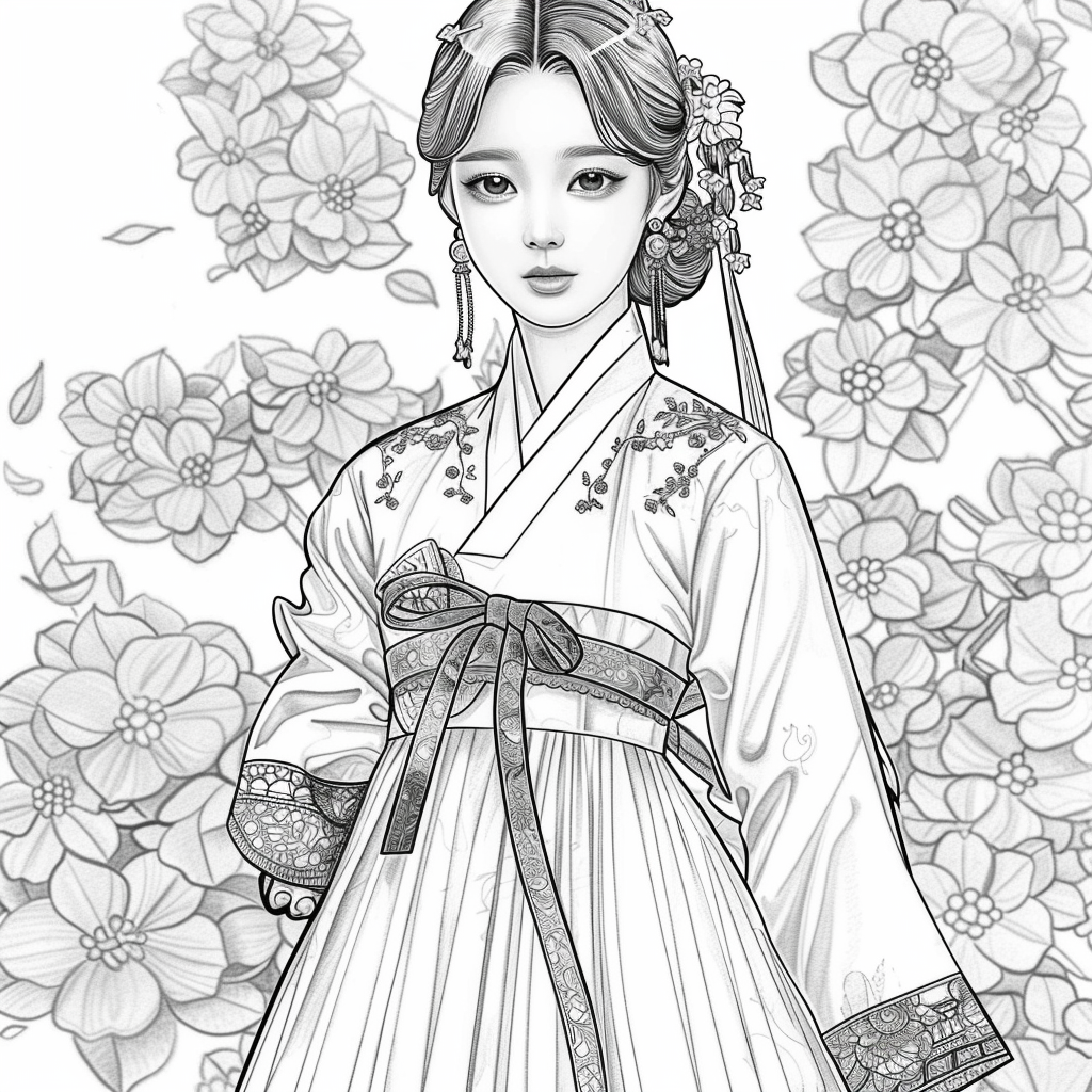 Blossom Grace – A Hanbok Dream in Hydrangea Bloom