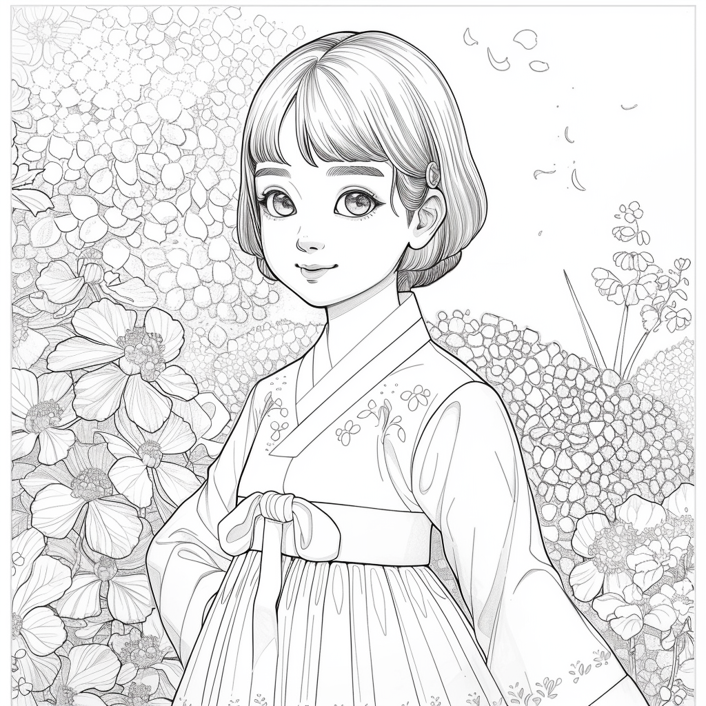 Blossom Grace – A Hanbok Dream in Hydrangea Bloom