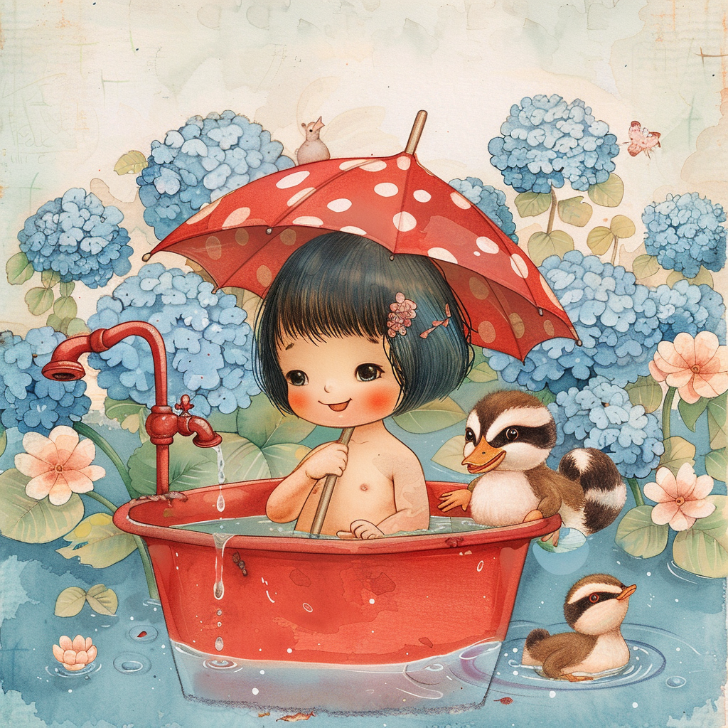 Summer Tub Adventures with Ducklings