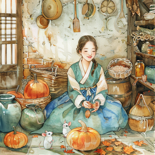 Harvest of Autumn: Korean Maiden in the Pumpkin Cellar