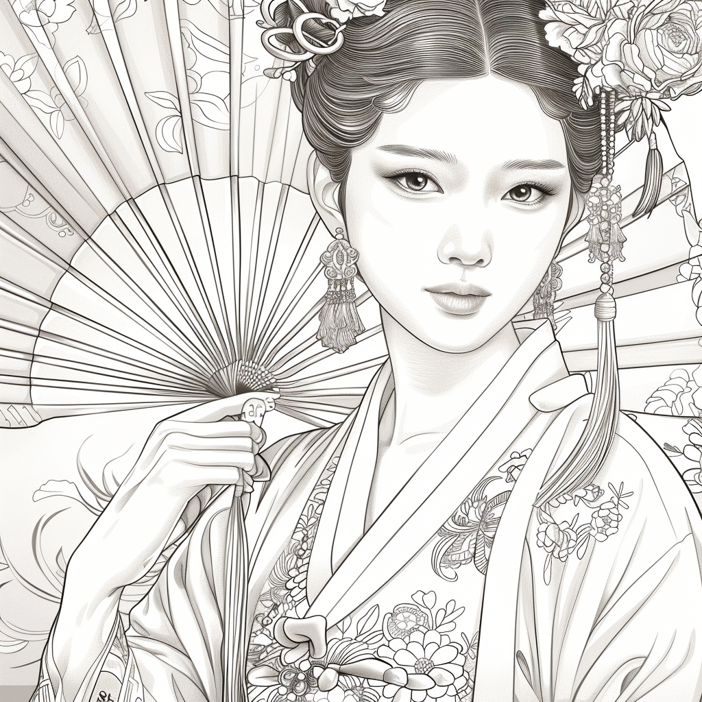 Regal Grace: Korean Princess with Fan