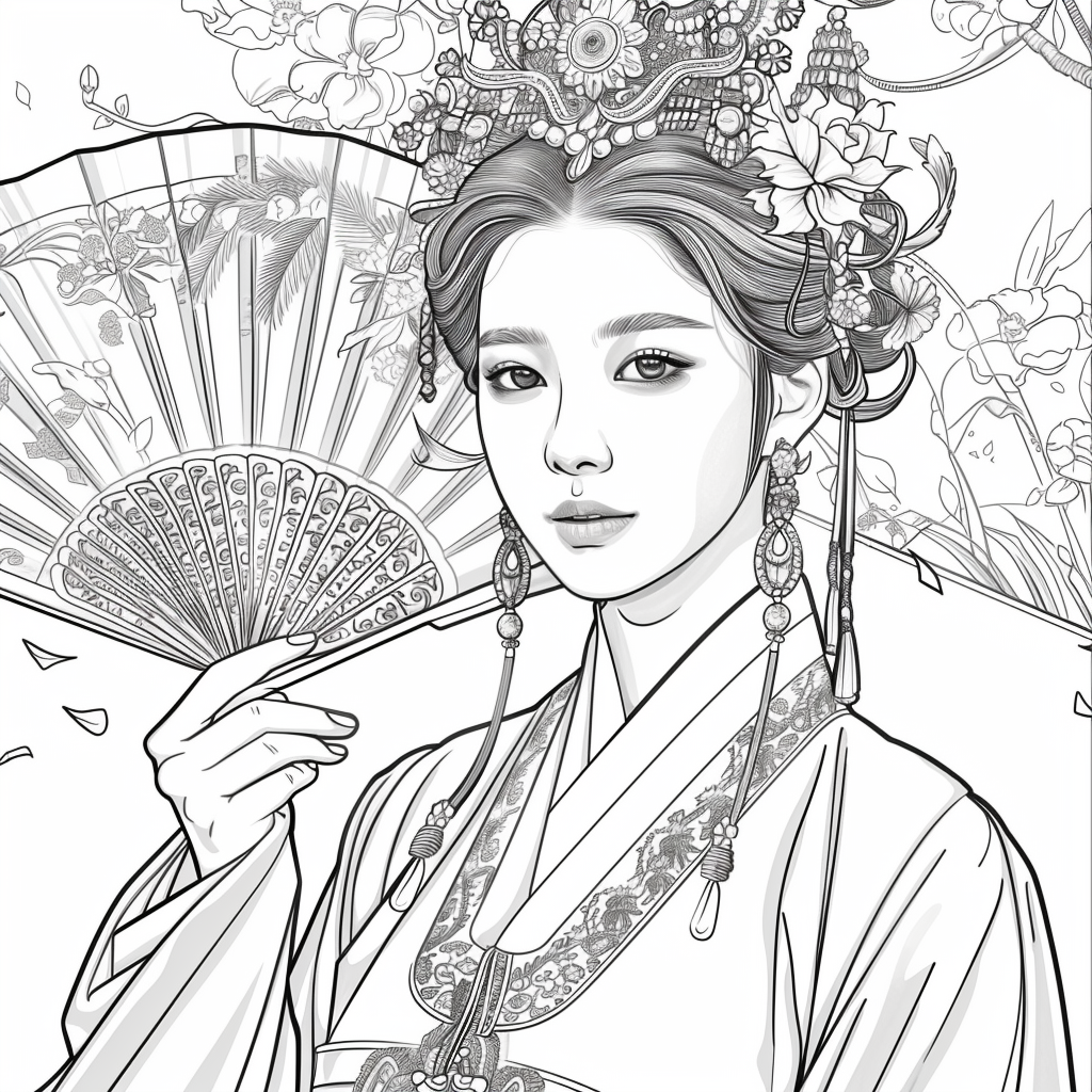 Regal Grace: Korean Princess with Fan