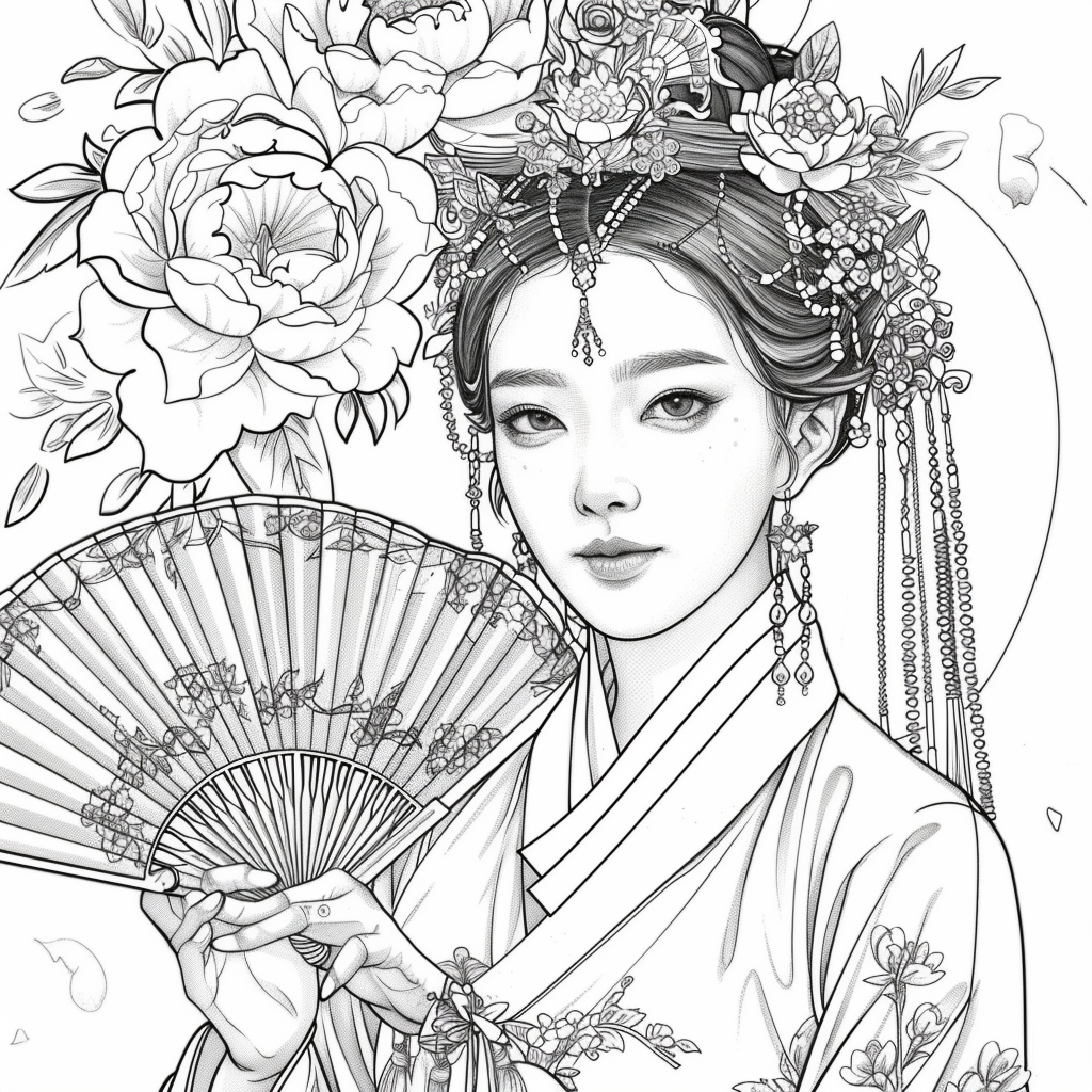 Regal Grace: Korean Princess with Fan