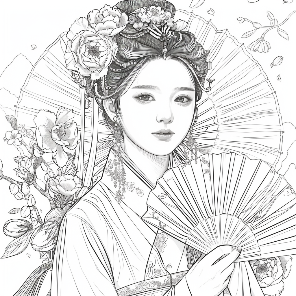 Regal Grace: Korean Princess with Fan