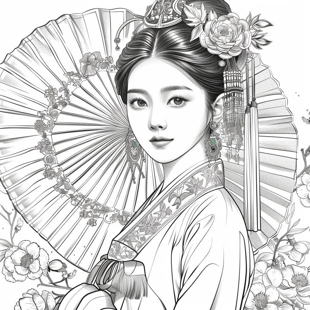 Regal Grace: Korean Princess with Fan