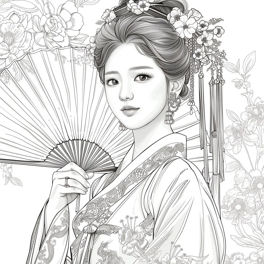 Regal Grace: Korean Princess with Fan