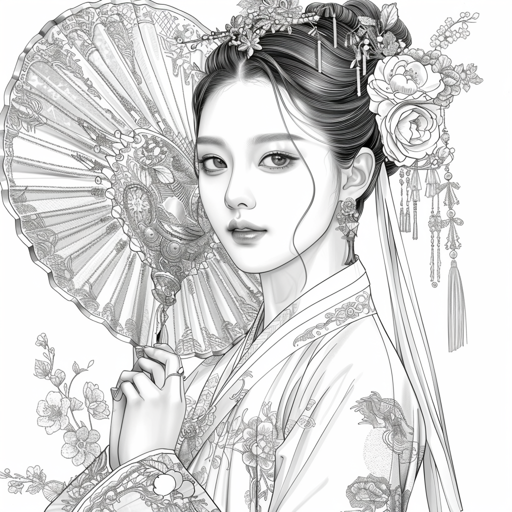 Regal Grace: Korean Princess with Fan