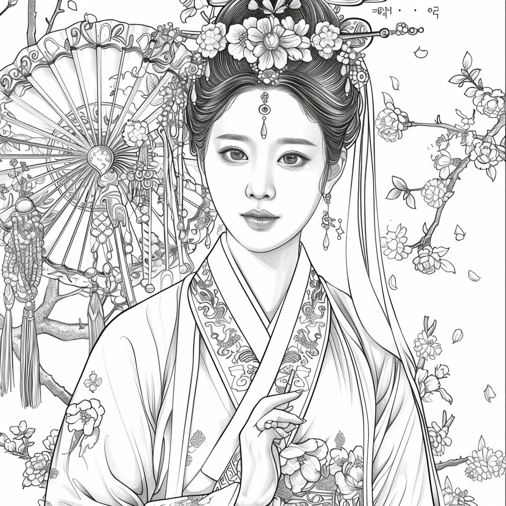 Regal Grace: Korean Princess with Fan