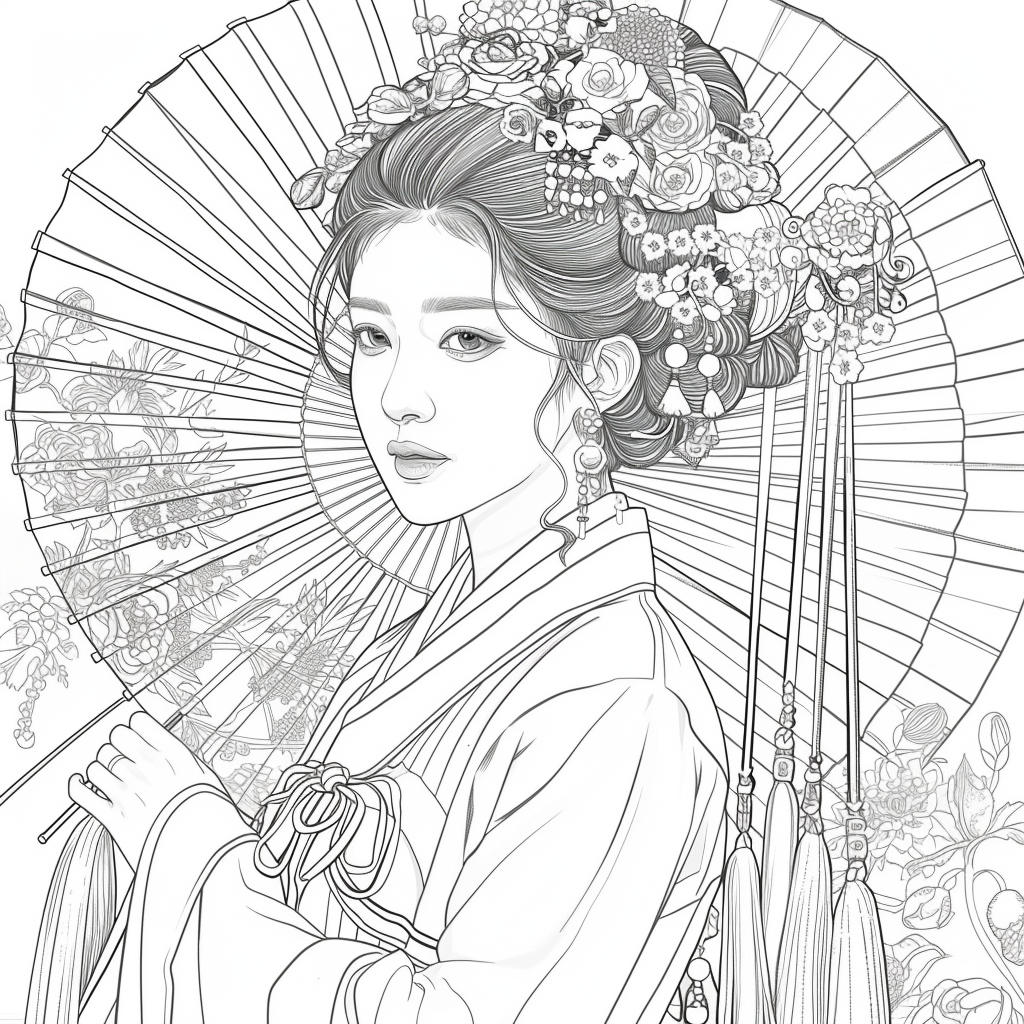 Regal Grace: Korean Princess with Fan