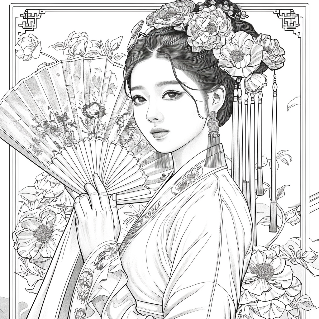 Regal Grace: Korean Princess with Fan