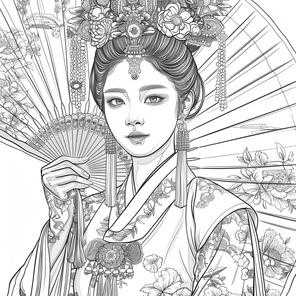 Regal Grace: Korean Princess with Fan