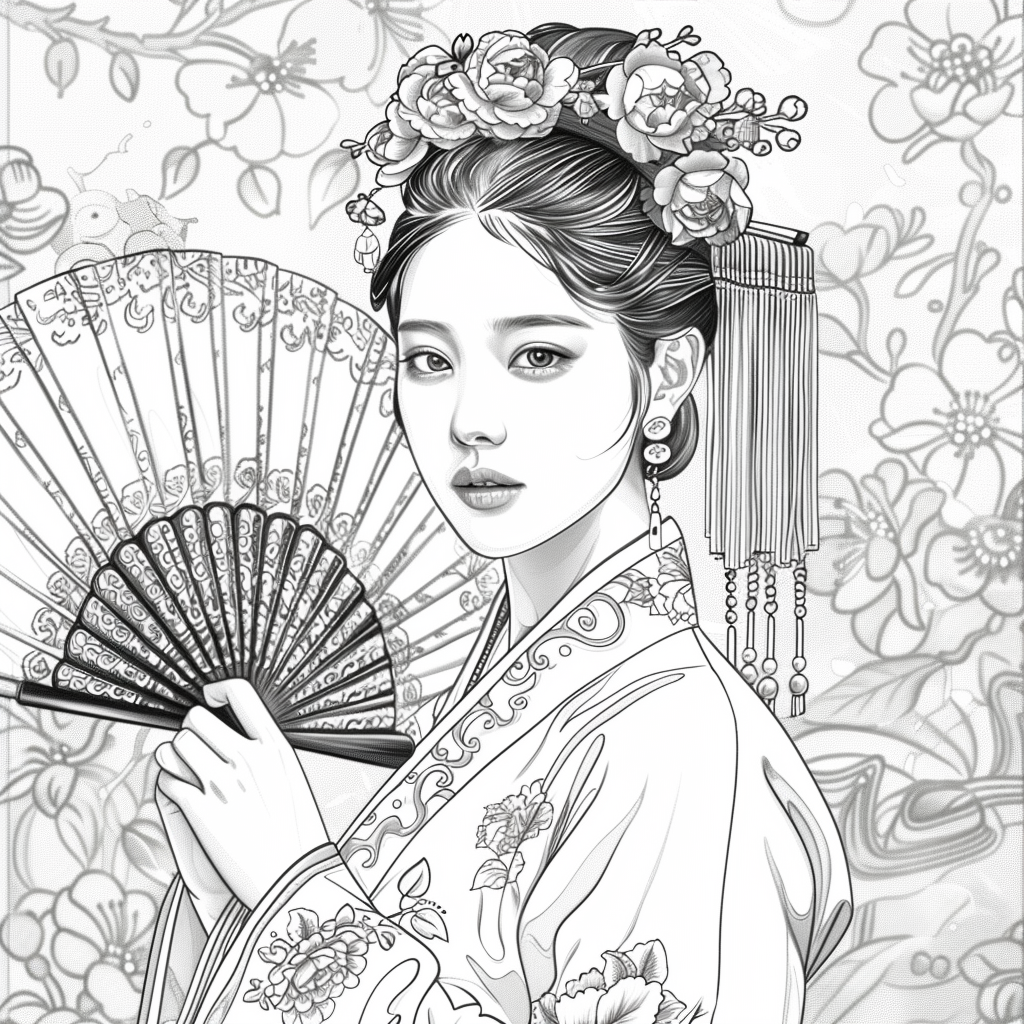 Regal Grace: Korean Princess with Fan