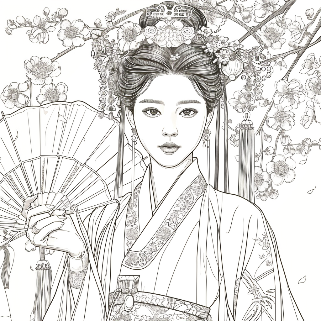 Regal Grace: Korean Princess with Fan