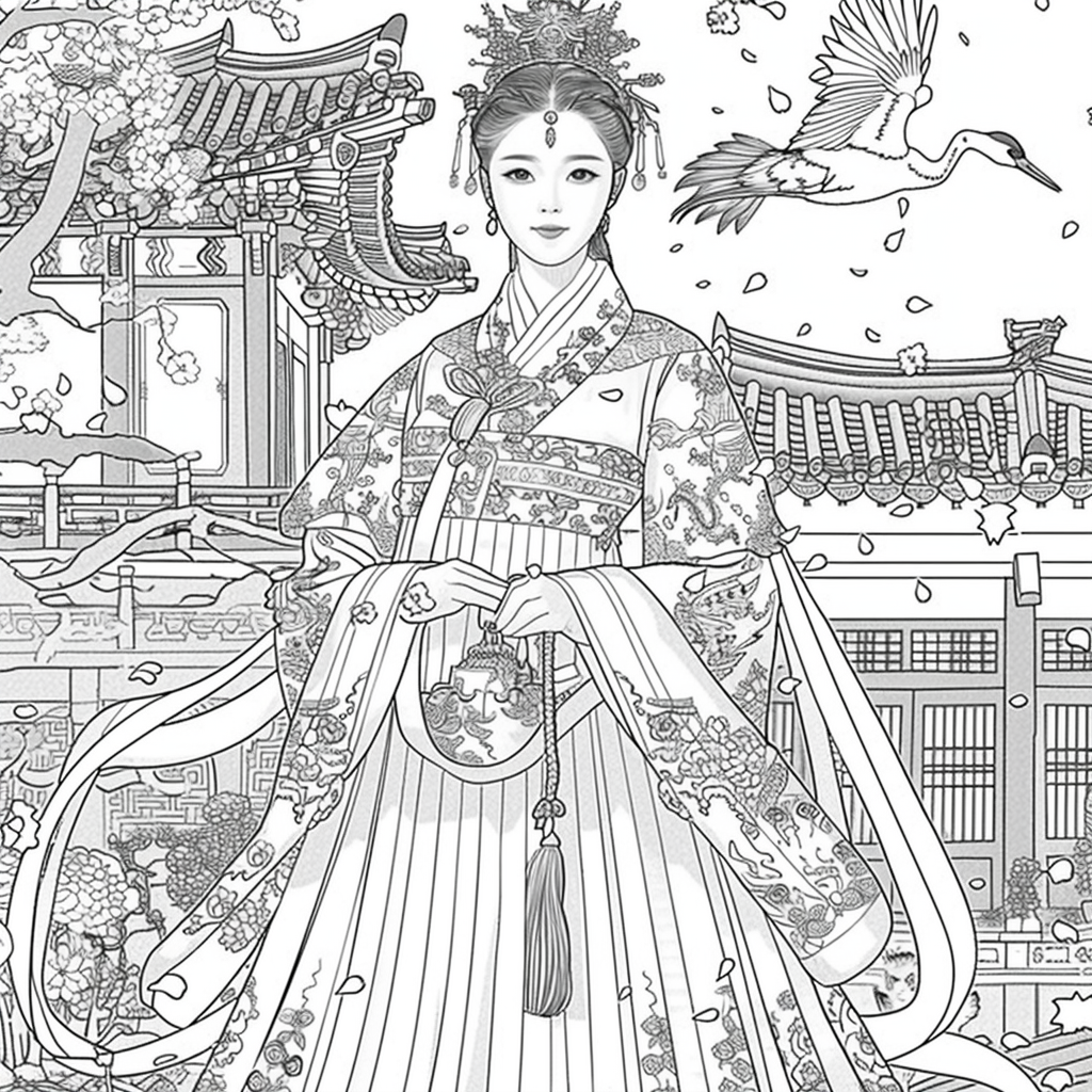 Royal Elegance: Korean Princess in Ceremonial Hanbok