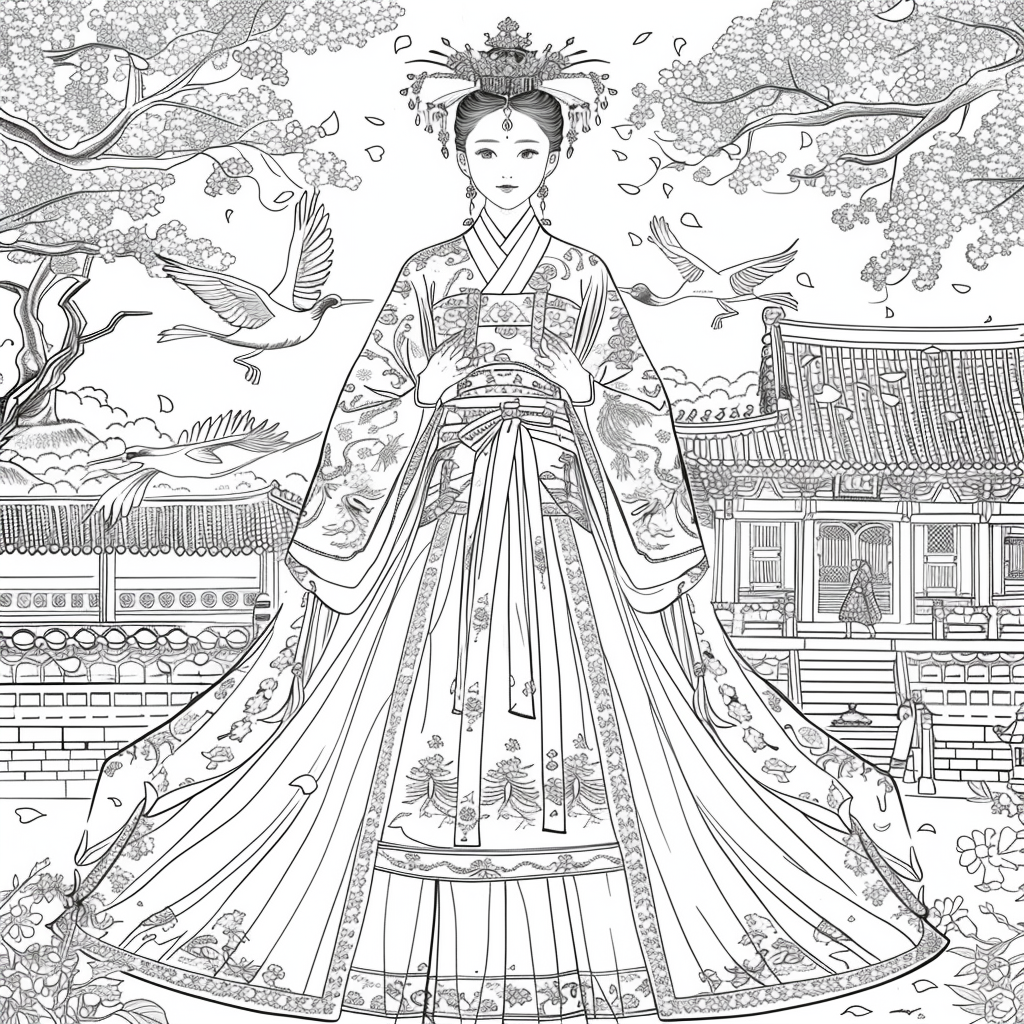 Royal Elegance: Korean Princess in Ceremonial Hanbok