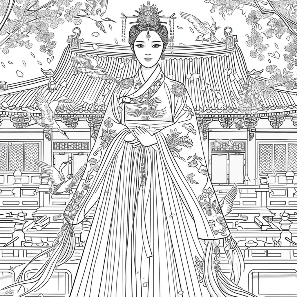 Royal Elegance: Korean Princess in Ceremonial Hanbok