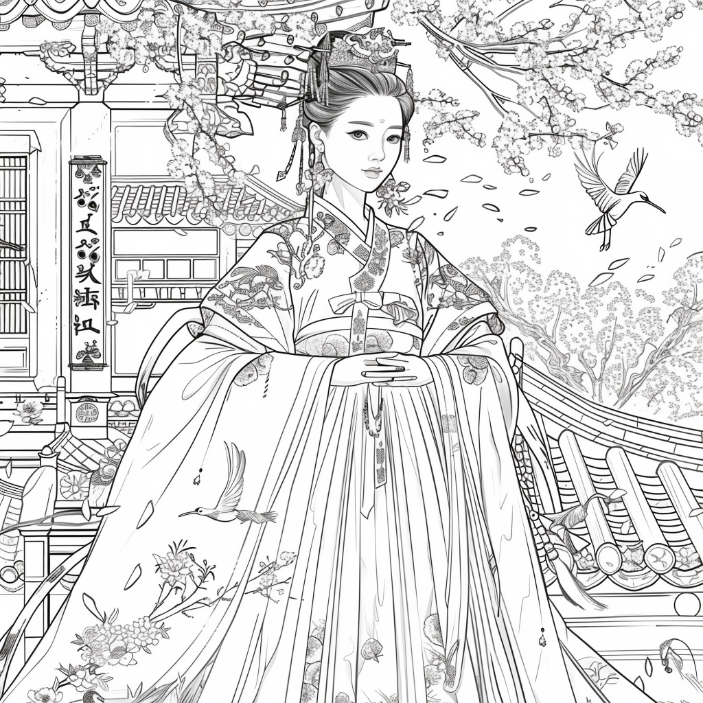 Royal Elegance: Korean Princess in Ceremonial Hanbok