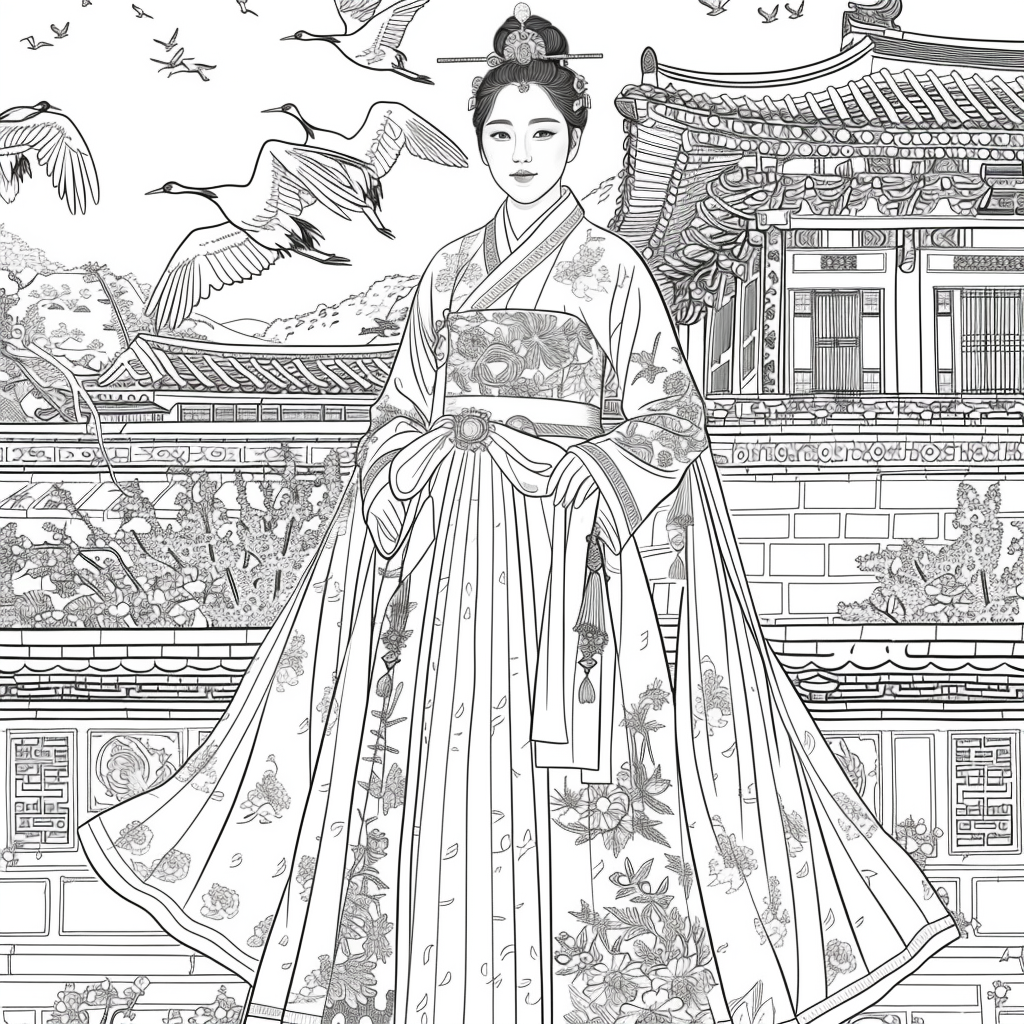Royal Elegance: Korean Princess in Ceremonial Hanbok