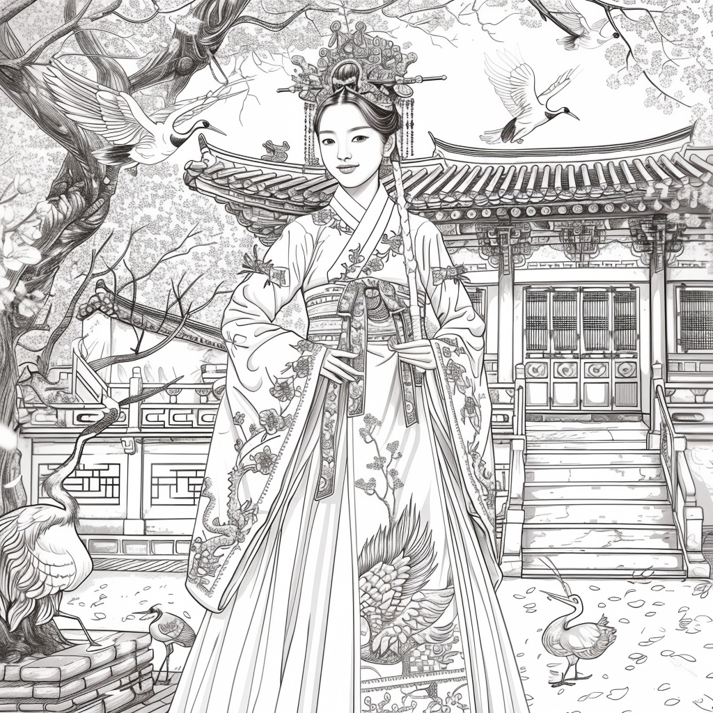 Royal Elegance: Korean Princess in Ceremonial Hanbok