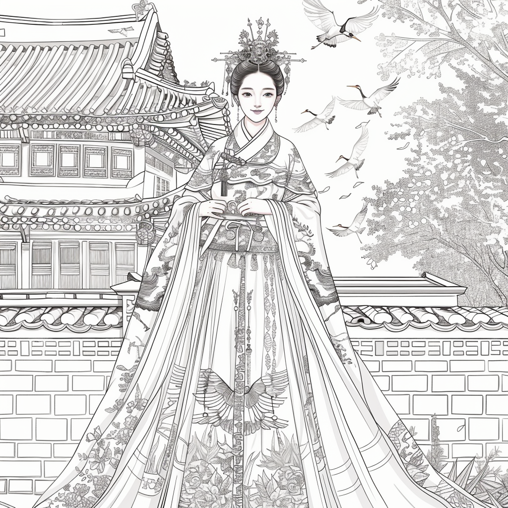 Royal Elegance: Korean Princess in Ceremonial Hanbok