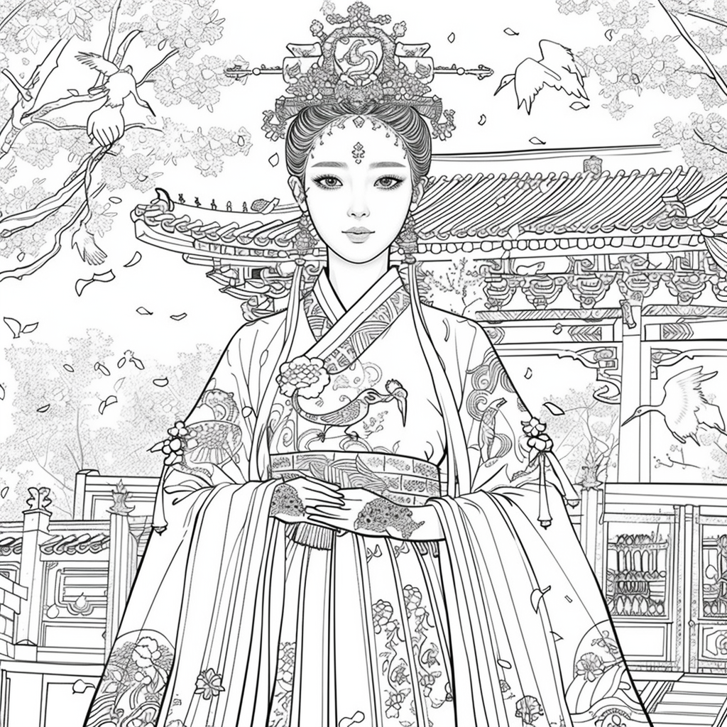 Royal Elegance: Korean Princess in Ceremonial Hanbok