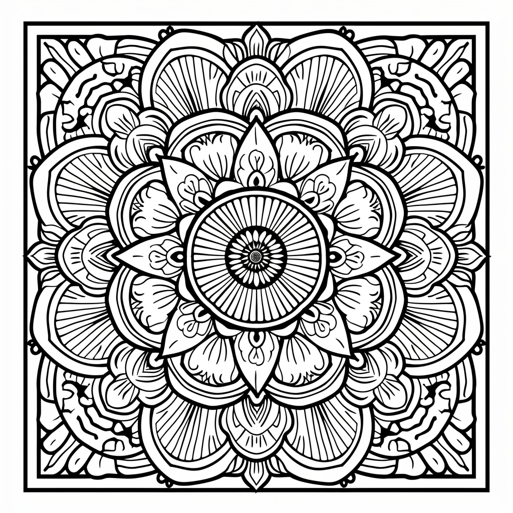 Mandala-style coloring design