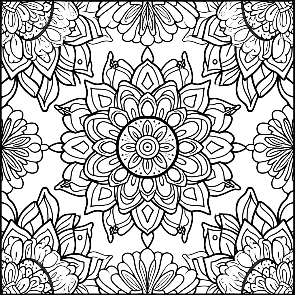 Mandala-style coloring design