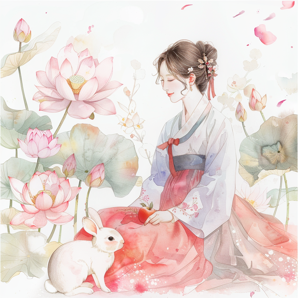 Lotus Maiden and the Moon Rabbit