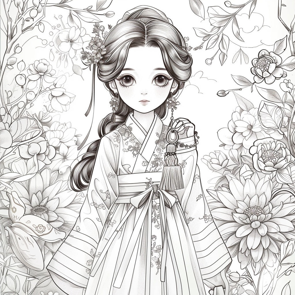 The Blossom Empress – A Symphony of Hanbok and Flowers