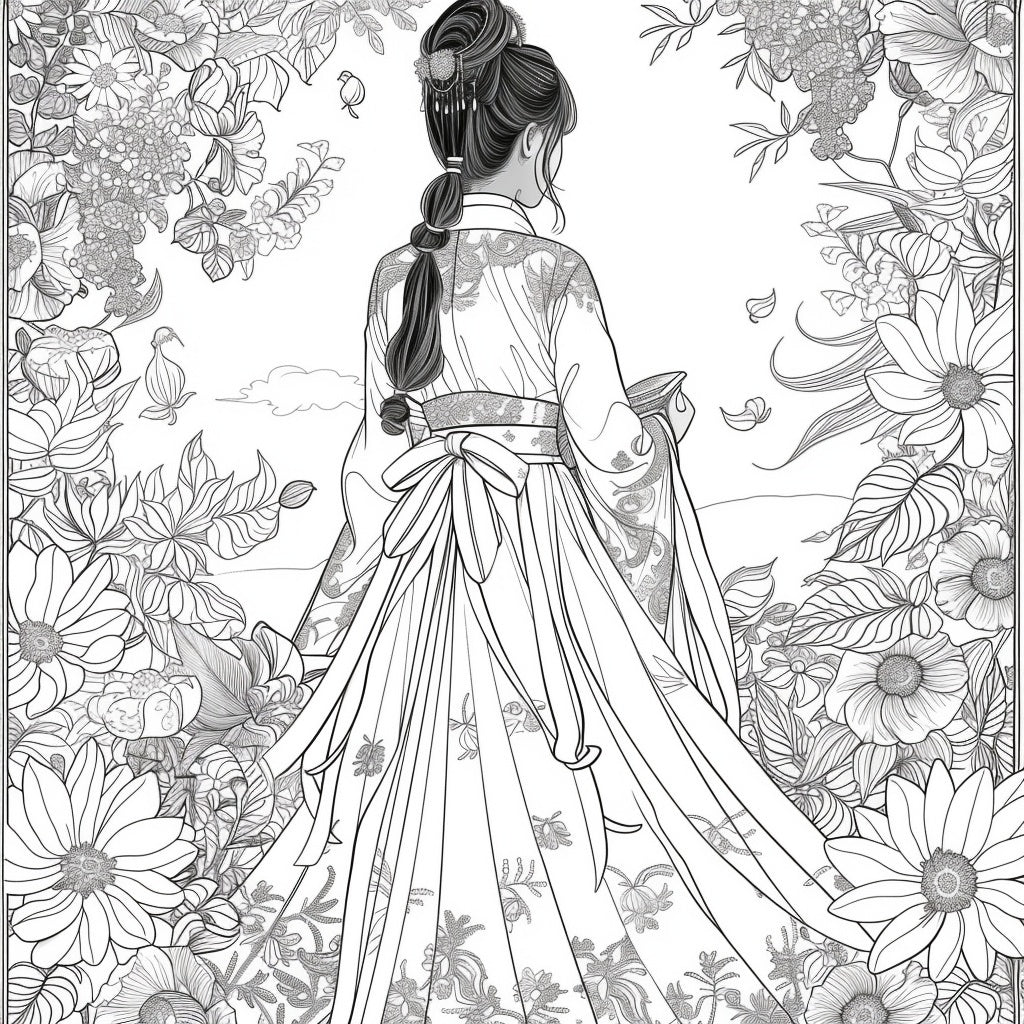 The Blossom Empress – A Symphony of Hanbok and Flowers