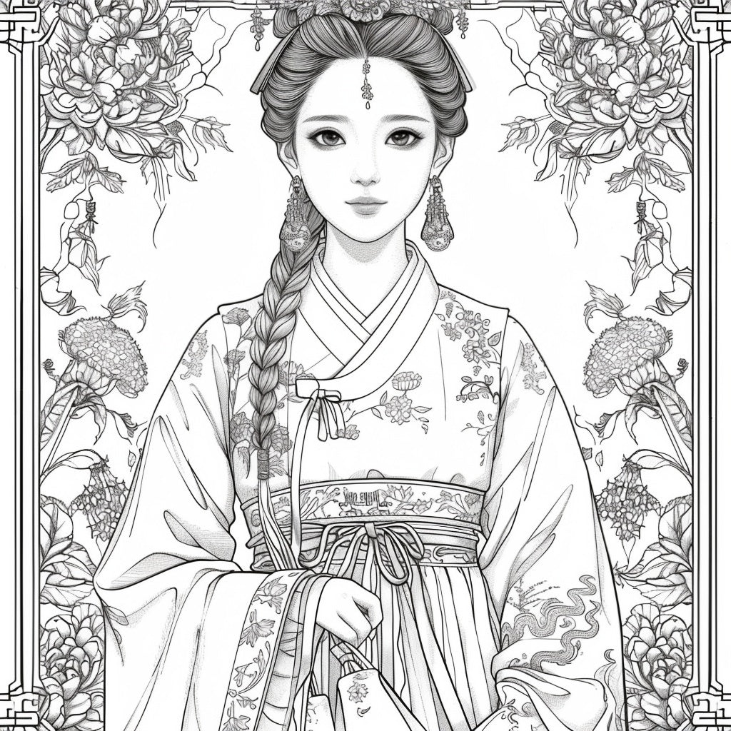 The Blossom Empress – A Symphony of Hanbok and Flowers