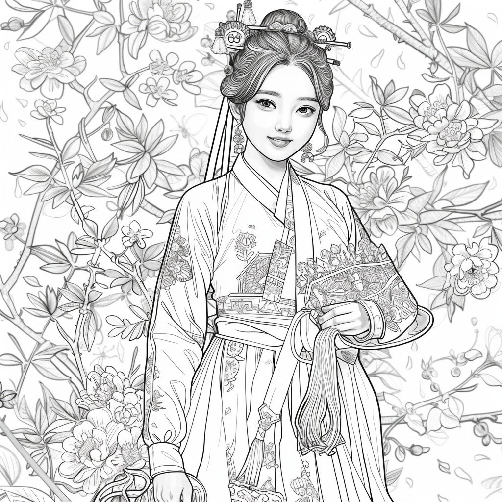 The Blossom Empress – A Symphony of Hanbok and Flowers