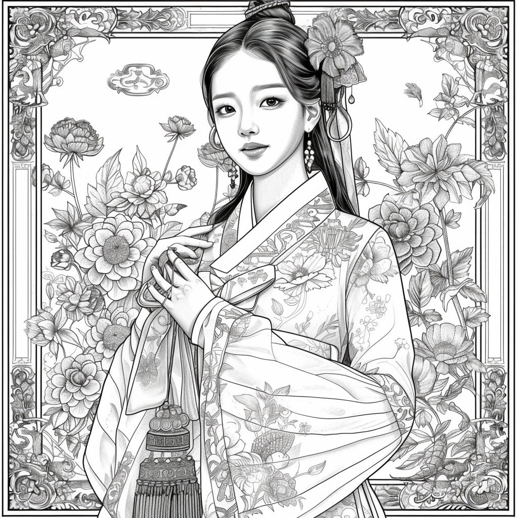 The Blossom Empress – A Symphony of Hanbok and Flowers