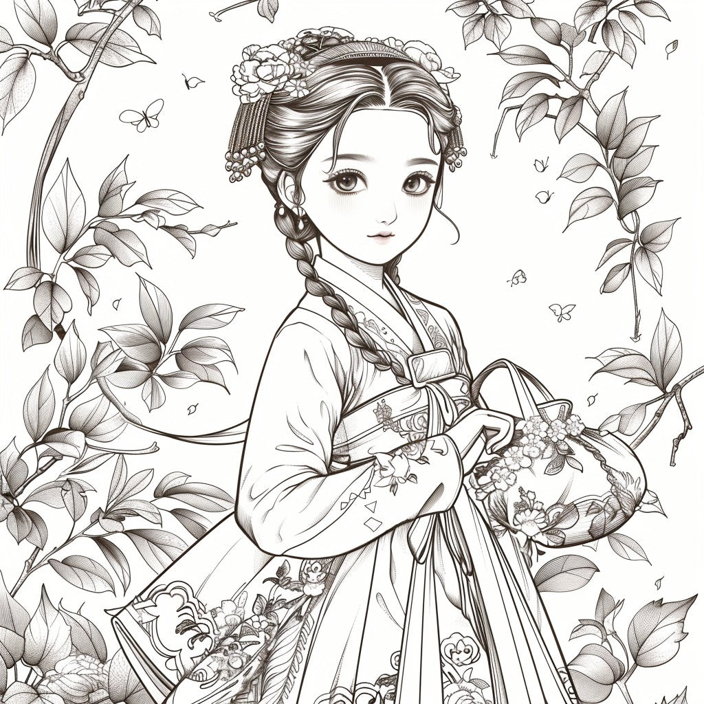 The Blossom Empress – A Symphony of Hanbok and Flowers