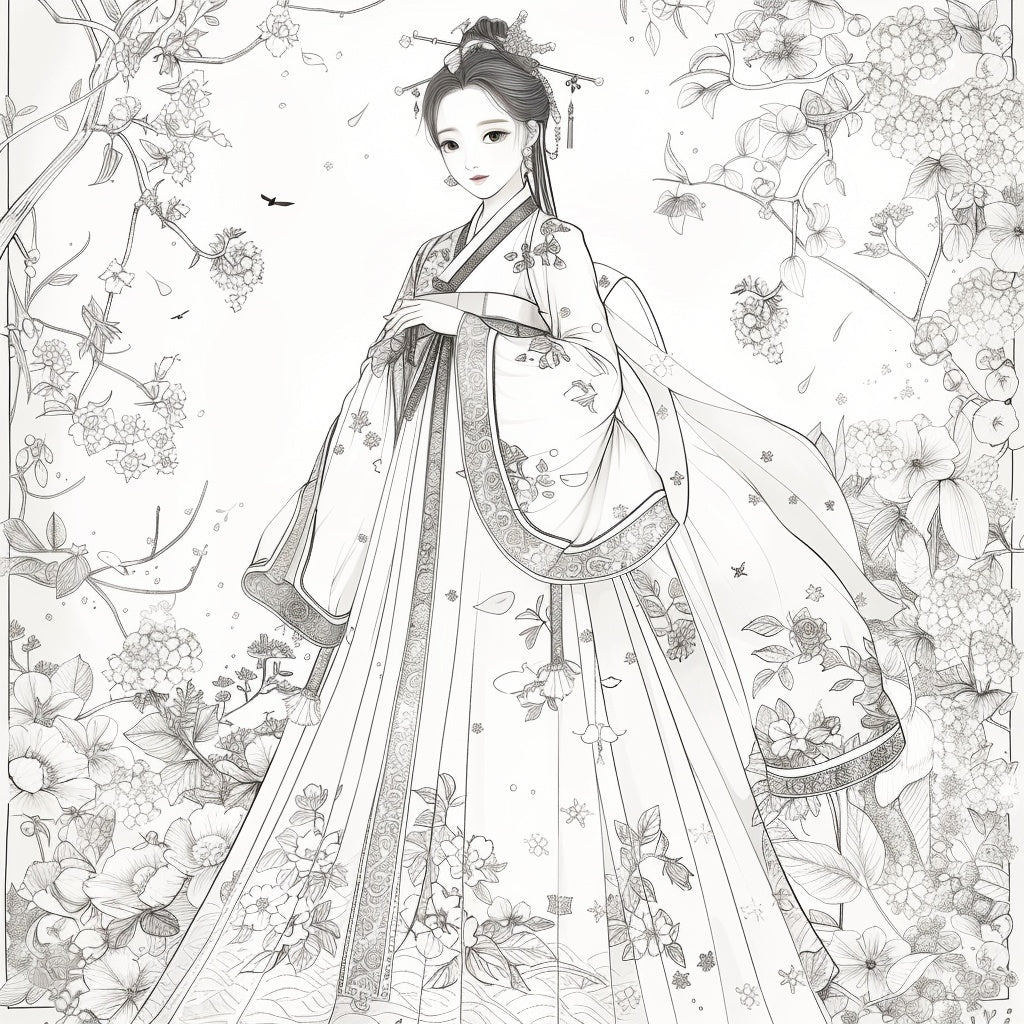 The Blossom Empress – A Symphony of Hanbok and Flowers